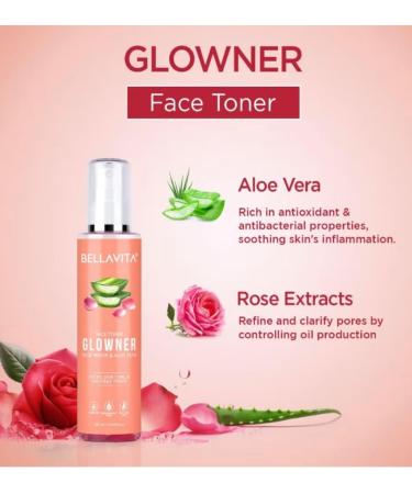 Luxe Bella VI TA Organic Face Toner Alcohol Free Rose Water 200ml Pore Minimizing Tightening Natural Toner Spray f or Glowing Skin - All Skin Types - Buy Online on GoSupps.com