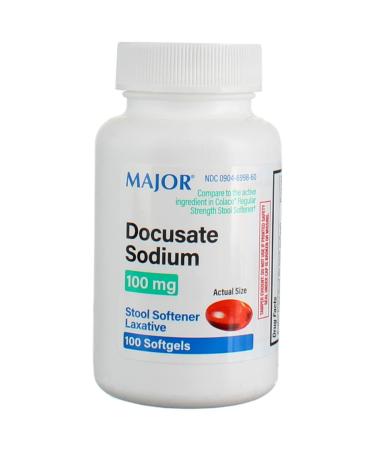 Major Docusate Sodium 100 mg - Stool Softener Laxative Softgels for Occasional Constipation Relief - Stool Softeners for Women Men and Kids - Stimulant-Free - 100 Softgels (8 Pack)