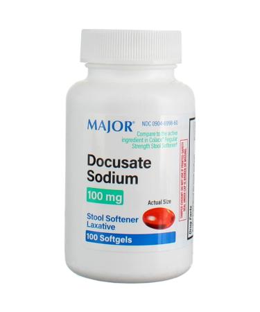 Docusate Sodium 100 mg Softgels for Gentle Reliable Relief from Occasional Constipation Generic for Colace 100 Softgels per Bottle Pack of 2 Bottles Total 200 Softgels 100 Count (Pack of 2)