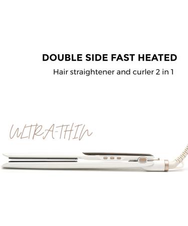 Premium Titanium Flat Iron Hair Straightener - Ultra Thin Double-Sided Fast Heating Dual Voltage - Perfect for Straightening & Curling - Ideal Gift for Women - Buy Online on GoSupps.com