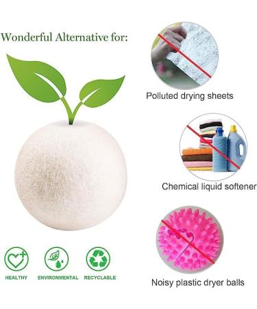 Baryah Tumble Dryer Balls Pack Of 6 XL - Handmade Reusable Organic New Zealand Sheep Wool Laundry Balls For Washing Machine Reduce Drying Time And Wrinkles With Natural Scented Fabric Softener Laundry - Buy Online on GoSupps.com