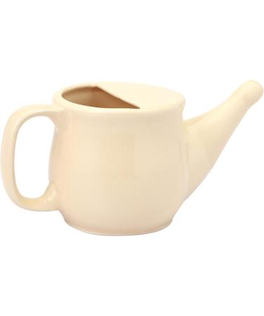 Spill Proof Ceramic Neti Pot Set - Beige, 250 ML - 5 Sachet Neti Salt, Microwave Safe - Buy Online on GoSupps.com