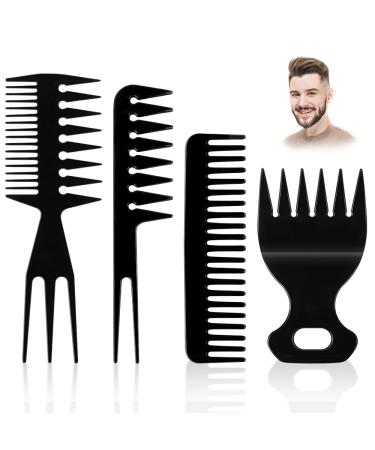 GAOHUI 4 PCS Men Styling Comb Men's Pompadour Hairstyling Combs Professional Shaping & Wet Pick Barber Brush Tools Black Anti-Static Hairdressing Comb 4PCS for Men