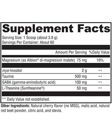 Ultimate Relax Cherry Flavor - Supports Mood & Hormonal Balance - Magnesium, Inositol, Taurine, GABA & L-Theanine - 60 Servings - 8.25 oz - Buy Online on GoSupps.com