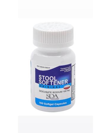 SDA Laboratories Original Stool Softener Docusate Sodium 100 mg - 100 Softgel Capsules