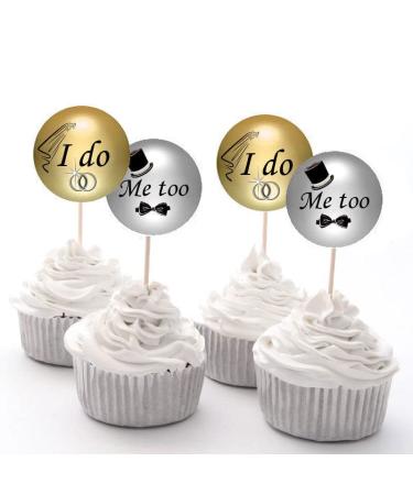 Wedding Celebration Engagement Cupcake Fairy Cake Toppers x 12 I do Me too