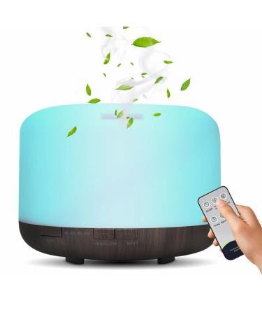 Gohytal aroma diffuser 500ml essential oils diffuse ultrasound humidifier air-fresh apartment fragrance oil diffuser with 7 colors LED light & remote control BPA-free for office/bedroom/spa/yoga