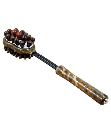 G-Like massage hammer stock both side-multifunctional massage device luxurious massage tab wood needles plastic handle for body neck health relaxation meridian acupuncture accessories (brown)