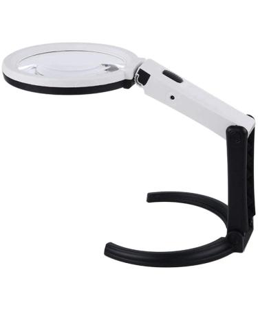 Illuminated Magnifier Handheld Versatile 8X Desktop Folding Magnifying Glass Led for Reading Crafts Repair Magnifier White-Medium Lofty Ambition
