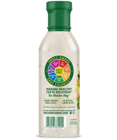 Walden Farms Ranch Dressing 12 Oz. Bottle - Delicious Salad Topping with 0g Net Carbs | Kosher Certified | Ideal for Salads, Wings, Burgers, Tacos, Pizza & More - Buy Online on GoSupps.com