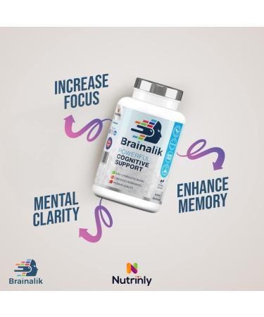 Brainalik Nootropics: Premium Brain Supplements with 8 Ingredients for Memory Support and Mental Clarity | Made in the U.K - Buy Online on GoSupps.com