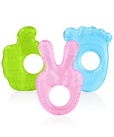 Water Teether 3-Pack Teething Toys for Babies 0-6 Months BPA Free Teething Toys Fridge Cold Teethers for Babies Freezer Teethers for Babies - Hand & Foot Series teether 01