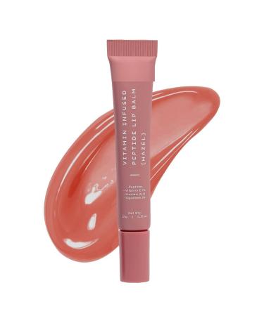 DT Vitamin-Infused Peptide Tinted Lip Balm - Hazel | 24 Hrs Moisturization | Hydrates Plumps & Repairs Moisture Barrier | Peptide Lip Balm for Women | Peachy Nude Shade - 10g