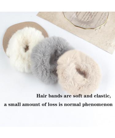 KEYRI 10 Pieces Hair Scrunchies Hair Bobbles for Women Girls Hairband Elastic Hair Ties Hair Scrunchy Soft Hair Bands Plush Faux Fur Rabbit Hair Ties Ponytail Hair Band (White+Pink+Blue+Grey+Khaki) - Buy Online on GoSupps.com