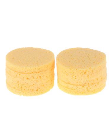 Minkissy make-up removal sponge 10pcs compressed natural cellulose facial sponge compress fast cleaner sponge face washing (yellow)