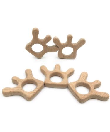Wendysun 3pcs Cartoon Wood Teether - Natural Animal Crown Shape Baby Teething Toy - Buy Online on GoSupps.com