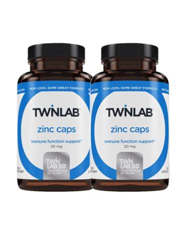 Twinlab Zinc Caps - Zinc Supplements to Support Healthy Skin and Immune Health - 30 mg 100 Capsules (Pack of 2) - Buy Online on GoSupps.com