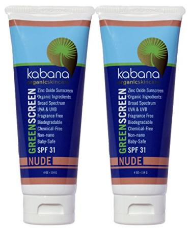 Green Screen Organic Sunscreen Zinc Oxide SPF 31 Tinted NUDE - Soy-Free - Vegan - Gluten-free - 8oz/230g As 2x4oz