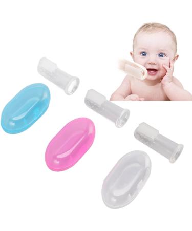 Baby Finger Toothbrush Set - Silicone & BPA-Free 6 Pieces in White Blue & Pink | Toddler Tooth Training with Storage Box - Buy Online on GoSupps.com