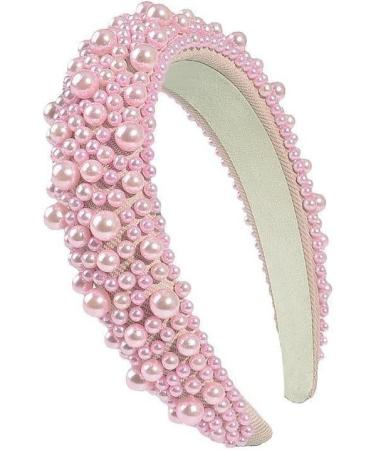 TRIXES Pink Beaded Headband - Women's Fashion Accessory - Pearl Beaded - Buy Online on GoSupps.com