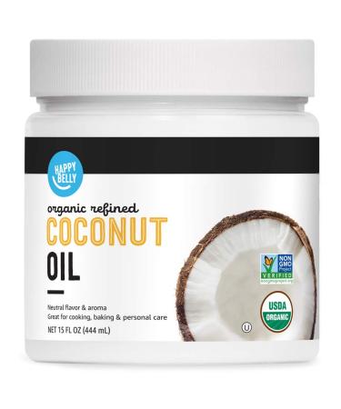 Amazon Brand - Happy Belly Organic Refined Coconut Oil, 15 Fl Oz