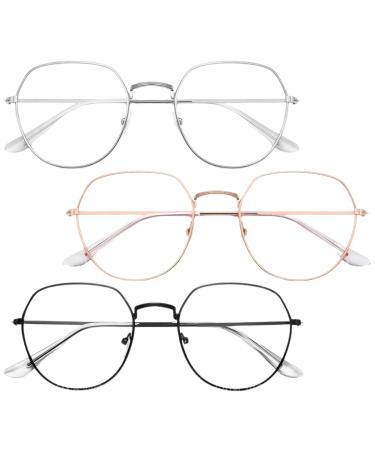 KGDUYC glasses blue light filter glasses anti-blue light flake glasses reduce the fatigue of the eyes and reduce the ultraviolet radiation (3 pairs)