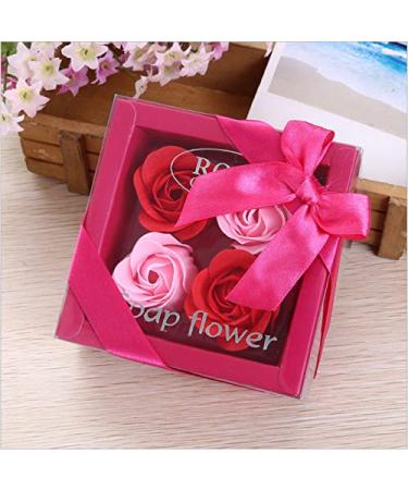 the purple tree Rose Flower Soap Box - 4-Piece (Pink)