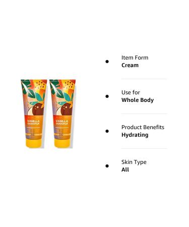 Bath & Body Works Vanilla Coconut Hydration Cream 2-Pack for Women - 16 Ounce - Buy Online on GoSupps.com