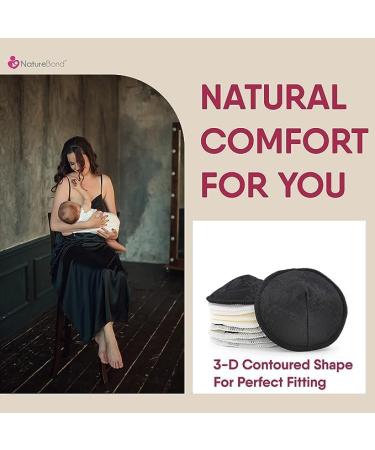 NatureBond Organic Bamboo Nursing Breast Pads - 10 Washable Pads with Wash & Storage Bags - Reusable Nipplecovers for Breastfeeding - Maternity Nursing Pads in Mystique Black - Buy Online on GoSupps.com