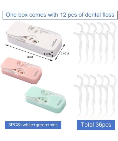 Portable Travel Tooth Flap Organizer with 36 Dental Floss Picks - Cool Cooling & Travel Essentials | Discreet Storage in White Pink & Green - Buy Online on GoSupps.com