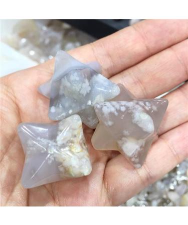 Natural Crystal Rough 1PC Natural Cherry Blossom Agate Crystal Stone Merkaba Hand Carved Crafts Home Decoration As Gift - (Size: 1PC 20mm) - Buy Online on GoSupps.com