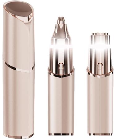 Timpou Facial Hair Remover for Women 2 in 1 Painless Facial Hair Removal Eyebrow Trimmer Rechargeable Electric Portable Face Shaver Eyebrow Lips Body for Women (Rose Gold)