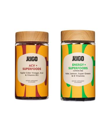 JUGO ACV + Energy Gummies Bundle Apple Cider Vinegar & Vitamin B12 Supports Digestion Metabolism & Natural Energy 100% Vegetarian & Gluten-Free