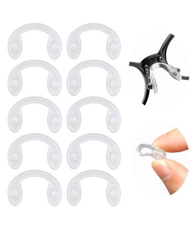 Ikasus glasses nose pads 10 pieces of U-shaped soft glasses pads screwable silicone anti-slip nose pads comfortable strap bridge Transparent silicone nose pads for glasses 10 pieces S