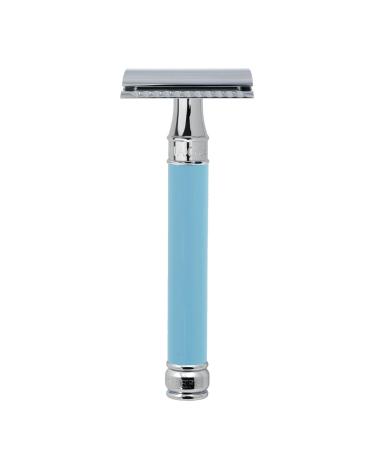 Edwin Jagger DELBE14BL Long Handle Reusable Classic Double Edge Safety Razor (Blue)
