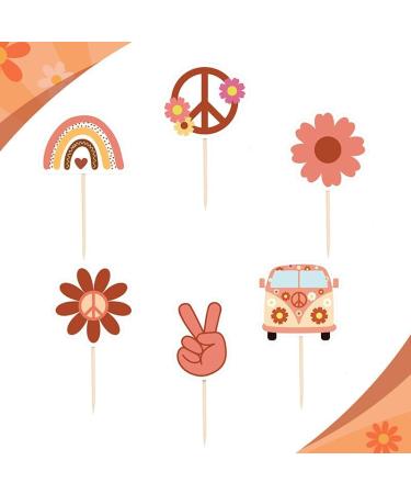 Keaziu 24 Pack Hippie Theme Cupcake Toppers Peace Sign Hand Cupcake Picks 60s Theme Flower Boho Rainbow Birthday Party Supplies Red - Buy Online on GoSupps.com