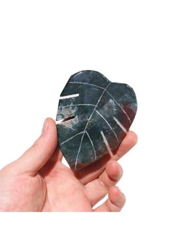 Natural Crystal Rough 1PC Natural Crystal Leaves Carving Moss Agate Family Decoration Sculpture Health Green Gem Gift DIY Pendant Gem