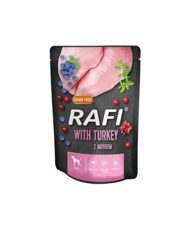 Rafi Wet dog food in a 300 g bag with turkey | Wet food for adults | Complete proteins with high digestibility | Food for a shiny coat | Without added
