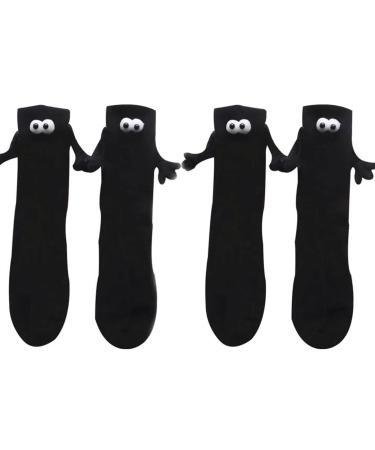 Hrtesus Hand Holding Socks Couple Holding Hands Funny Socks Magnetic Suction 3D Doll Couple Socks One Size Black+black