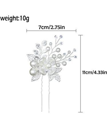 JUSTUSNX Silver Bride Wedding Headpiece Pearl Hair Pins Accessories Bridal Crystal Flower Hair Pieces for Women and Girls - Buy Online on GoSupps.com