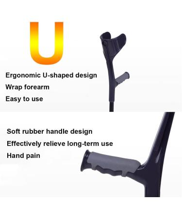 Forearm Crutches Non-Slip Rubber Feet Crutches for Adults Support Legs After Injury Or Surgery Adult Walking Crutch Bearing 150kg Height Adjustable 69-92cm Decorate Warm Life (Grey 1 pcs) Bathing in Black 2 pcs - Buy Online on GoSupps.com