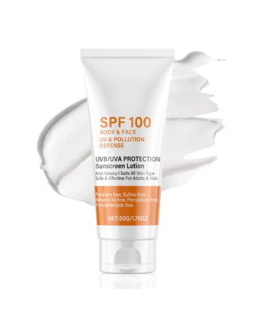 Sunscreen Spf 100 - Face Sunscreen - Waterproof Sun Cream with Spf 100 - UVB/UVA Protection Fator 100 Sun Cream - Spf 100 with Moisturiser anti Wrinkle Prevent Sunburn&Taning