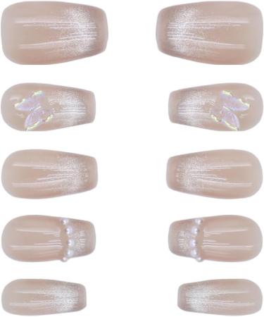 ieron Cat Eyes Cured Nail Wraps Self-Adhesive Gel Nail False Nails with Butterfly Removable Glue on Nails for Girls Glitter Nail Tips (M) - Buy Online on GoSupps.com