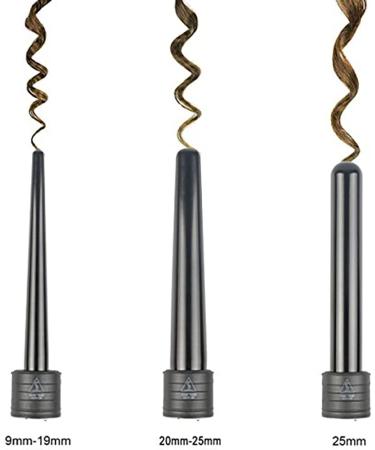 3-in-1 Curling Wand Set with Interchangeable Ceramic Barrels and Heat Resistant Glove - Black - Buy Online on GoSupps.com