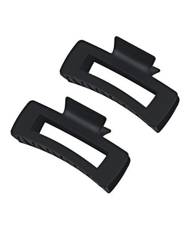 Black Hair Claw Clips Large Hair Clips for Women Girls, 4.2'' Matte Rectangle Hair Clips for Thick Hair, Nonslip Hair Cutcher Jaw Clips Hair Clamps for Thick Hair and Thin Hair, 2 Packs