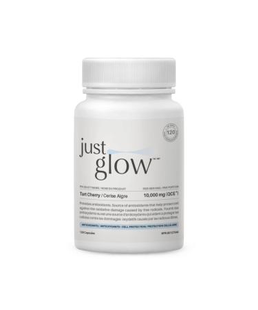 Just Glow Tart Cherry 10 000mg 120 Capsules - 10:1 Tart Cherry Extract 1 000mg Per Serving - Made in Canada (2 Months)