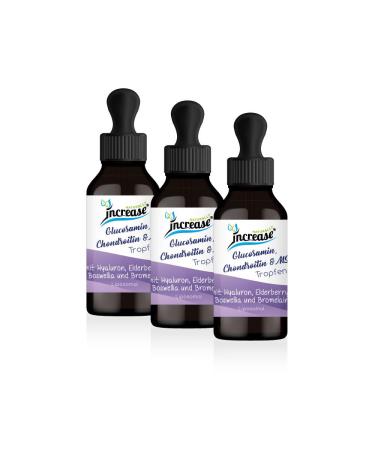 INCREASE Take 3 figure 2 action liposomal glucosamine chondroitin and highly dosed MSM drops 6100 mg daily (549 000 mg in 3 bottles) with hyaluronic Elderberry Boswellia (incense) and
