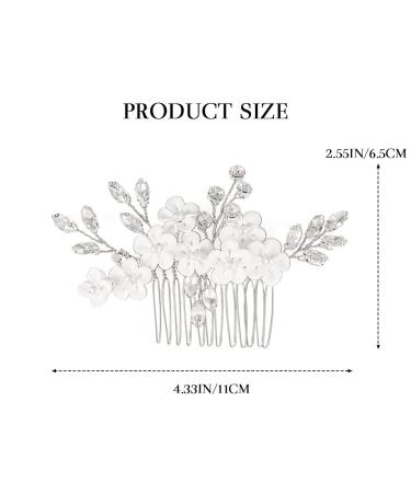 Catery Silver Bridal Hair Comb with Crystal Headpiece and White Flower - Bride Wedding Hair Accessory for Women and Girls - Buy Online on GoSupps.com