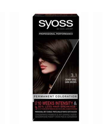 Syoss Permanent Coloration Hair Dye 3.1 Dark Brown 115ml