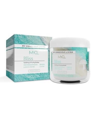 MYCL Bliss Mushroom Gummies | 500mg Ashwagandha Reishi Lion s Mane Lemon Balm & 5-HTP Whole Fruiting Body | Stress Relief Relaxation & Mood Support | Vegan Organic Gluten-Free | 30 Servings